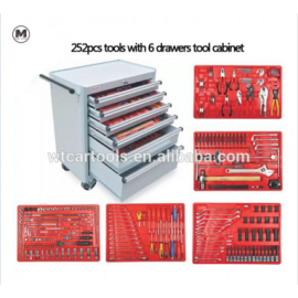 252 hand tools with 6 drawers tool cabinet for garage